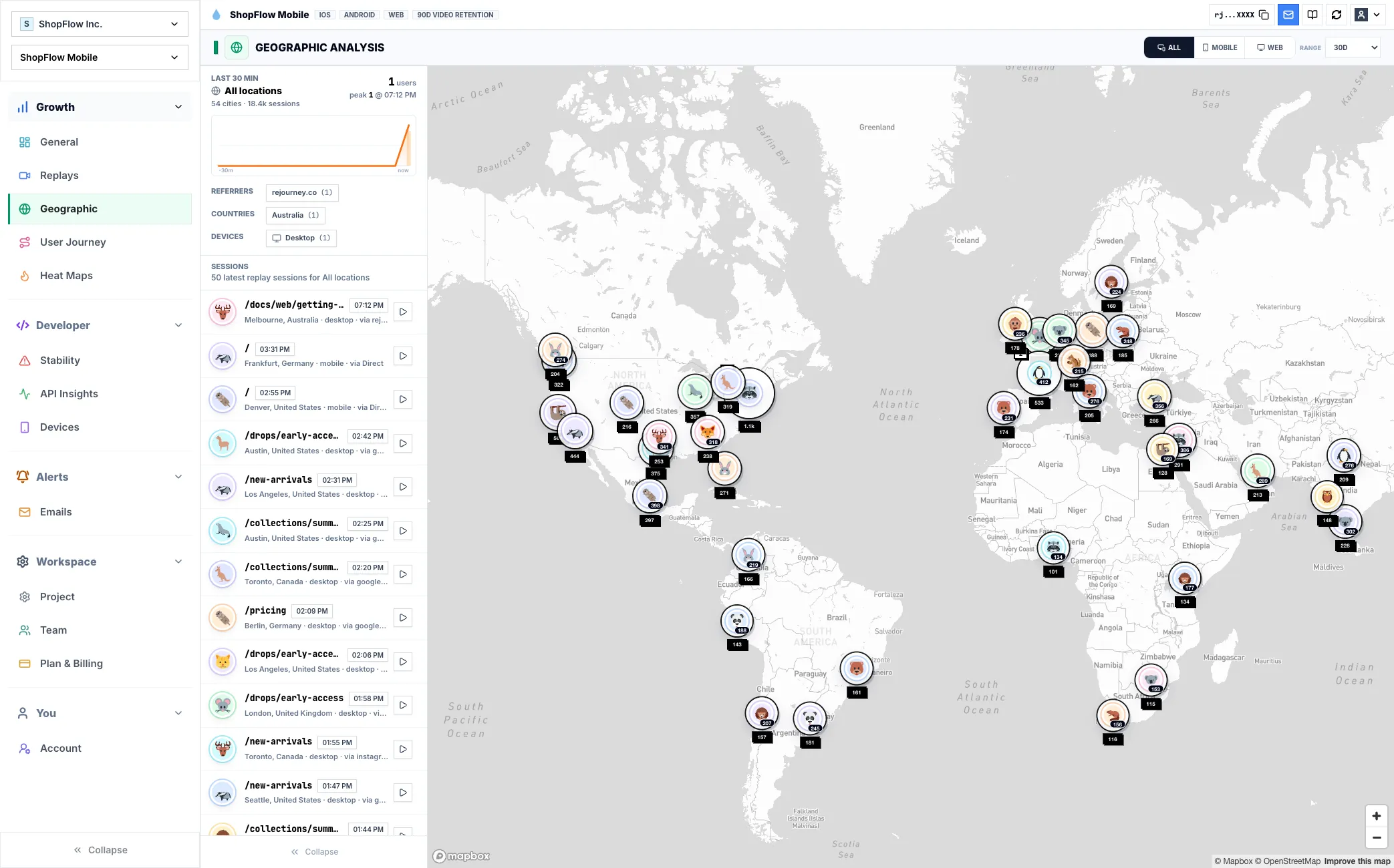 Rejourney sentiment by region map preview